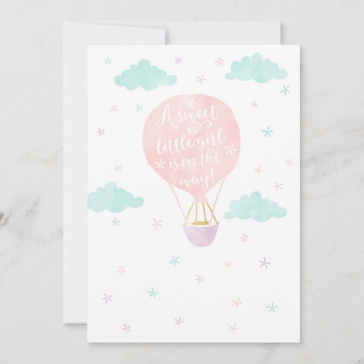 Auf und ab Babydusche Heißluftballon Einladung (Rückseite)
