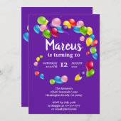 Auf und ab Ballons Geburtstagsparty Einladung (Vorne/Hinten)