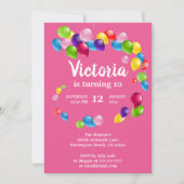 Auf und ab Ballons Geburtstagsparty Einladung (Vorderseite)