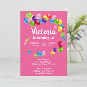 Auf und ab Ballons Geburtstagsparty Einladung