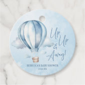 Auf und ab! Blue Hot Air Balloon Baby Dusche Geschenkanhänger (Vorderseite)