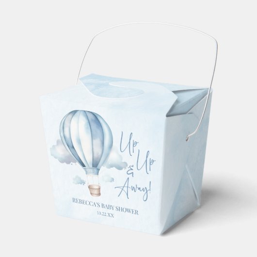 Auf und ab! Blue Hot Air Balloon Baby Dusche Geschenkschachtel (Vorderseite)