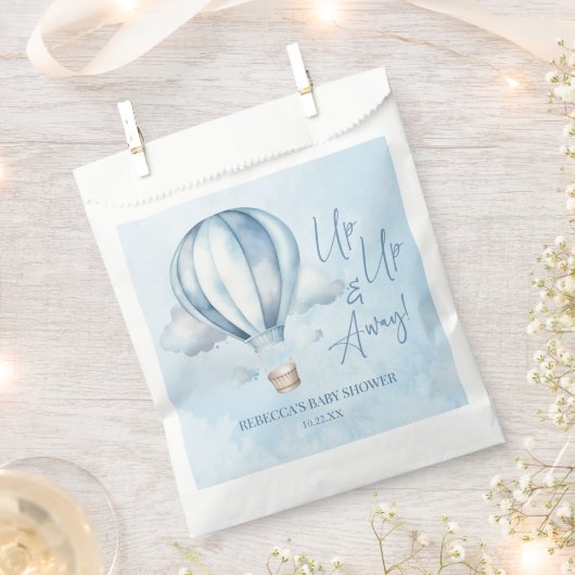 Auf und ab! Blue Hot Air Balloon Baby Dusche Geschenktütchen (Ausgeschnitten)