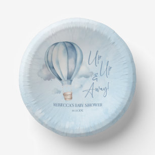 Auf und ab! Blue Hot Air Balloon Baby Dusche Pappteller