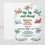 Auf und ab Flugzeuge zum Geburtstag Einladung (Vorne/Hinten)