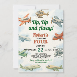 Auf und ab Flugzeuge zum Geburtstag Einladung