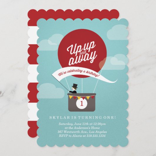 Auf und ab Geburtstag Einladung (Vorne/Hinten)