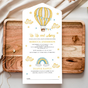 Auf und ab Gelb Heißluftballon Babydusche All In One Einladung