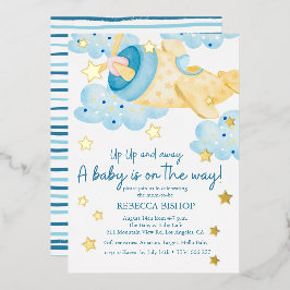 Auf und ab Gelbe Airplane Babyboy-Dusche Folieneinladung