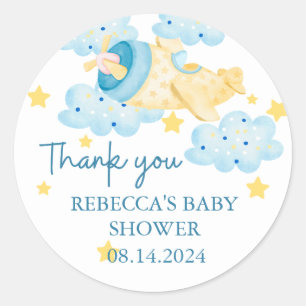 Auf und ab gelbes Flugzeug Danke Runder Aufkleber