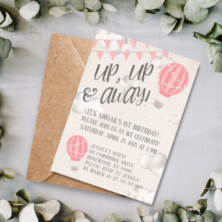 Auf und ab Heißluftballon Geburtstagsparty Einladung