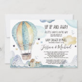 Auf und ab Heißluftballon | Kinderdusche per Post Einladung (Vorderseite)