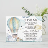 Auf und ab Heißluftballon | Kinderdusche per Post Einladung (Stehend Vorderseite)