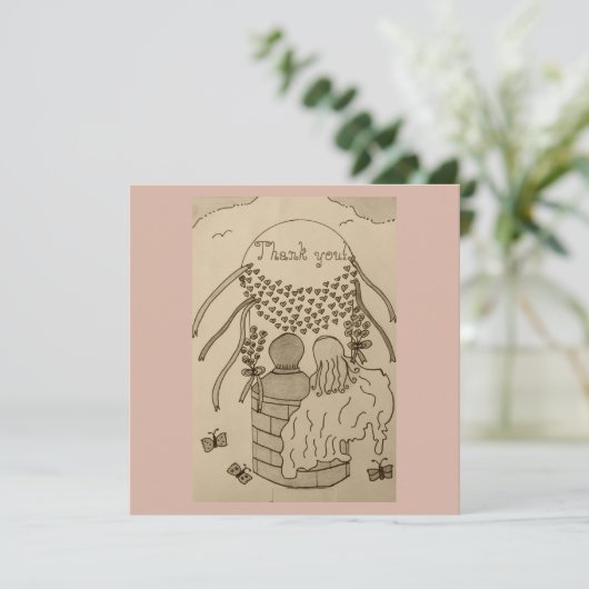 Auf und ab in einem Heißluftballon Dankeskarte (Stehend Vorderseite)