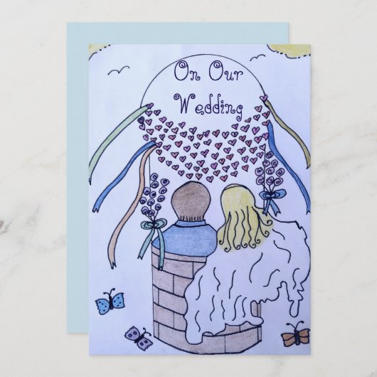 Auf und ab in einem Heißluftballon einladen Einladung (Vorne/Hinten)