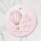 Auf und ab! Pink Hot Air Ballon Babydusche Geschenkanhänger (Rückseite)