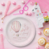 Auf und ab! Pink Hot Air Ballon Babydusche Pappteller (Party)