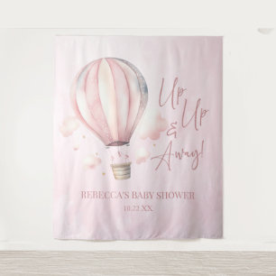 Auf und ab! Pink Hot Air Ballon Babydusche Wandteppich
