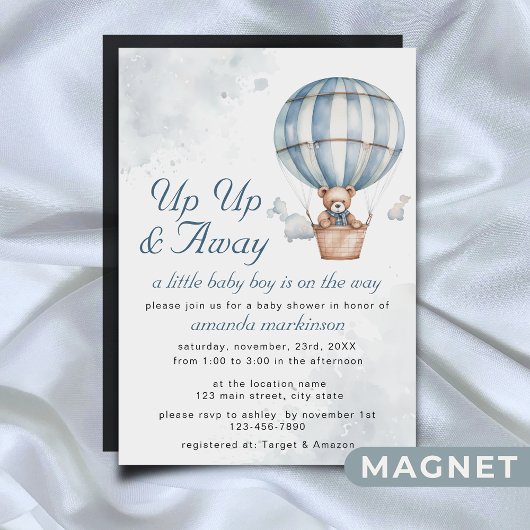 Auf und ab! Teddy Bear Balloon Babydusche Magneteinladung