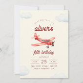 Auf- und Abflug Flugzeug zum Geburtstag einladen Einladung (Vorderseite)