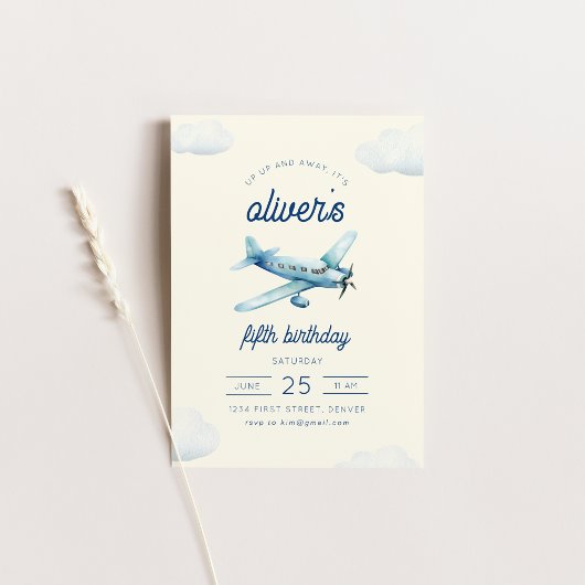 Auf- und Abflug Flugzeug zum Geburtstag einladen Einladung