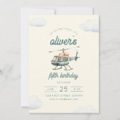 Auf- und Abflug Hubschrauberflug zum Geburtstag Ei Einladung (Vorderseite)