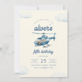 Auf- und Abflug Hubschrauberflug zum Geburtstag Ei Einladung (Vorderseite)