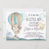 Auf- und Abreise Tiere Maske Baby Dusche Einladung (Vorderseite)