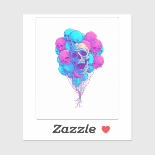 Auf und � Funny Floating Skull Aufkleber (Blatt)