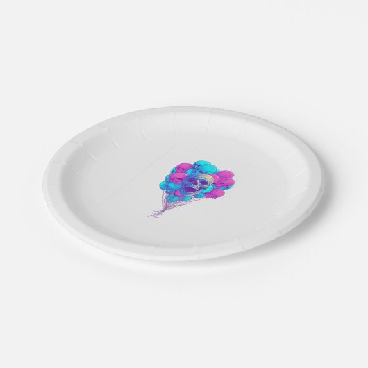 Auf und � Funny Floating Skull Pappteller (Schrägansicht)