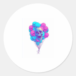 Auf und � Funny Floating Skull Runder Aufkleber