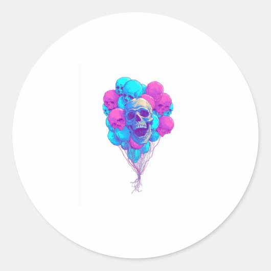 Auf und � Funny Floating Skull Runder Aufkleber (Vorderseite)