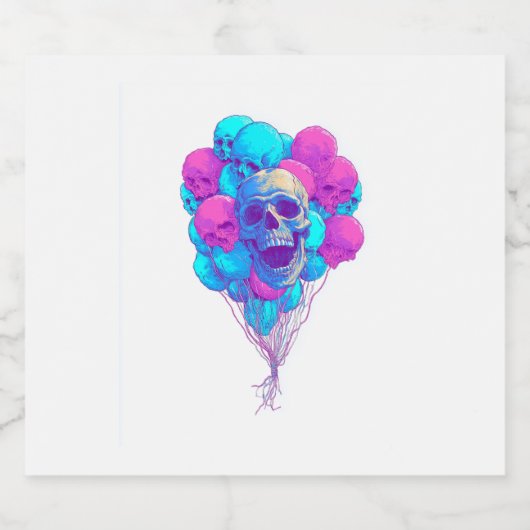 Auf und � Funny Floating Skull Schaumweinetikett (Einzelnes Label)