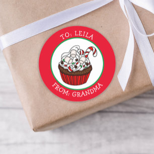 Auf und von Weihnachten Runder Aufkleber