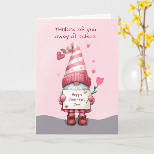 Auf Uni Rosa Valentinstag Gnome Karte (Gelbe Blume)