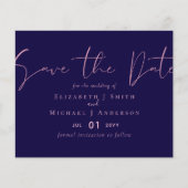 AUF VERKAUF! Navy Blue Rosegold Save the Date Hoch (Vorderseite)