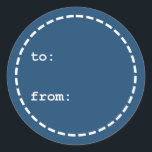 Auf/von Blue and White Christmas - Geschenkmarke Runder Aufkleber<br><div class="desc">Auf/von Blue and White Christmas - Geschenkmarke</div>