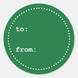 Auf/von Green White Weihnachtsgeschenk-Tag Runder Aufkleber