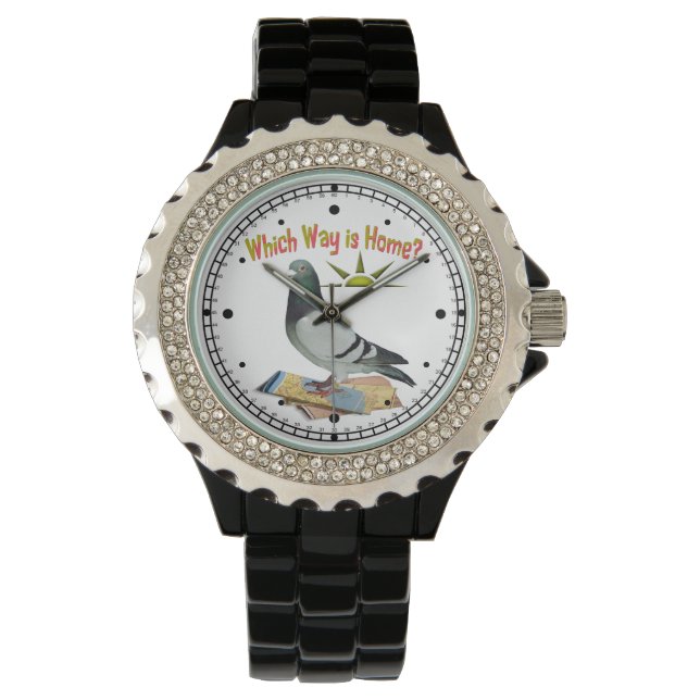 Auf welche Weise ist Zuhause? Fun Pigeon Watch Armbanduhr (Vorderseite)