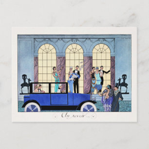 Auf Wiedersehen, 1920 Art Deco Illustration Postkarte