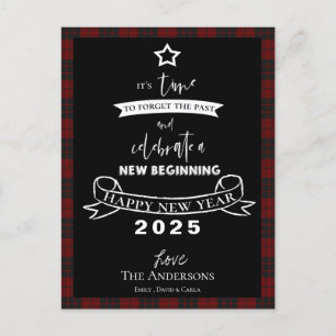 Auf Wiedersehen 2021 Typografie Rot Kariert Weiß N Feiertagspostkarte