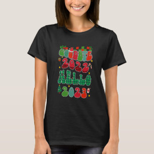 Auf Wiedersehen 2022 Hallo 2023 Retro Groovy Neuja T-Shirt