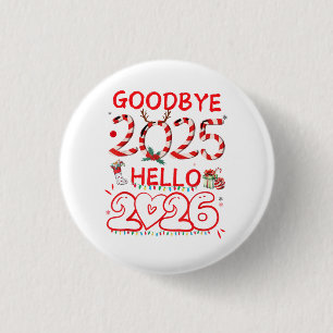 Auf Wiedersehen 2025 Hallo 2026 Frohe Weihnachten Button