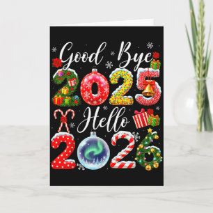 Auf Wiedersehen 2025 Hallo 2026 Frohe Weihnachten Karte