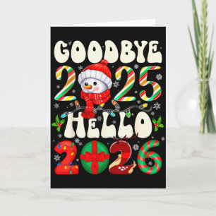 Auf Wiedersehen 2025 Hallo 2026 Frohe Weihnachten Karte
