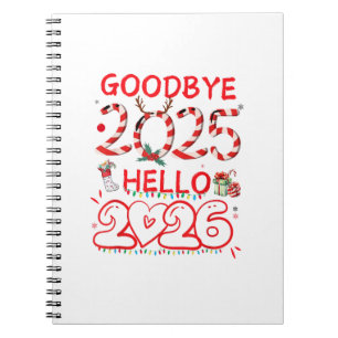 Auf Wiedersehen 2025 Hallo 2026 Frohe Weihnachten Notizblock