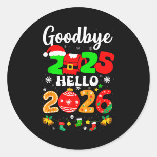 Auf Wiedersehen 2025 Hallo 2026 Frohes Silvester C Runder Aufkleber