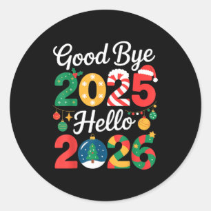 Auf Wiedersehen 2025 Hallo 2026 Frohes Silvester C Runder Aufkleber