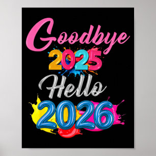 Auf Wiedersehen 2025 Hallo 2026 Kinder Lustiges Ne Poster