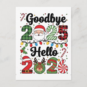 Auf Wiedersehen 2025 Hallo 2026 Neujahrsvorsatz Feiertagspostkarte
